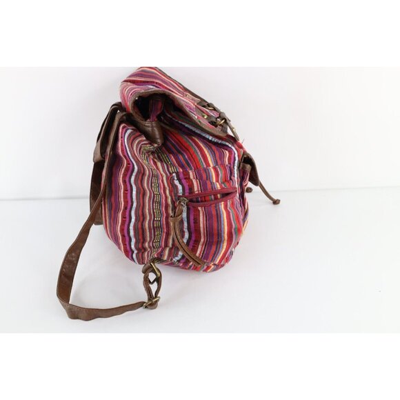 Vtg American Eagle Outfitters Distressed Rainbow Striped Top Loader Backpack Bag main image 6
